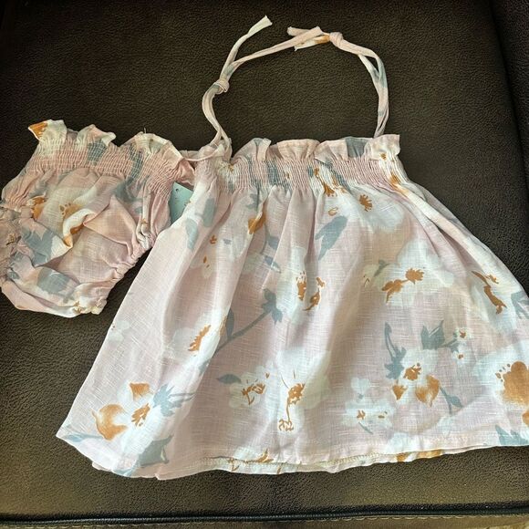 NEW Pink Floral Smocked Top/dress and Bloomers Set - Picture 1 of 3
